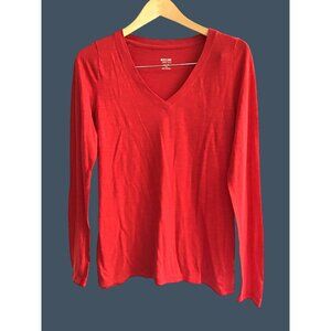 MOSSIMO- WOMENS RED BASIC LONG SLEEVE CREW NECK T-SHIRT SIZE MEDIUM